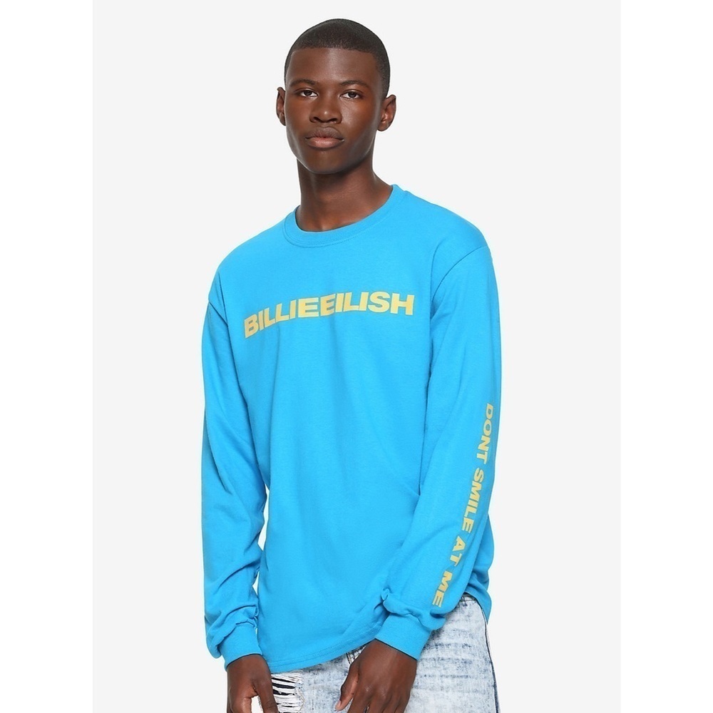 Billie Eilish Blue Don't Smile At Me Long-Sleeve T-Shirt Size Small